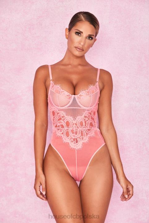 House of CB Różowe Koronkowe Body Nadia Modna Odzież Damska
