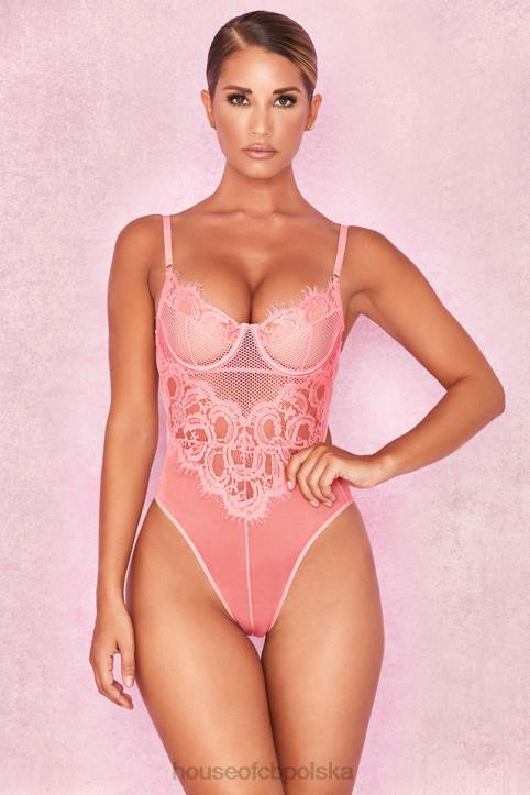 House of CB Różowe Koronkowe Body Nadia Modna Odzież Damska
