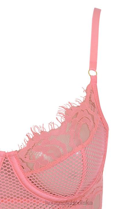 House of CB Różowe Koronkowe Body Nadia Modna Odzież Damska