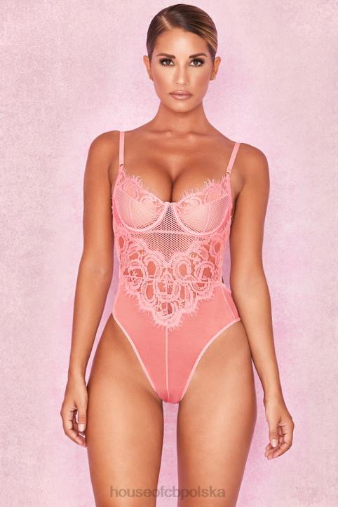 House of CB Różowe Koronkowe Body Nadia Modna Odzież Damska