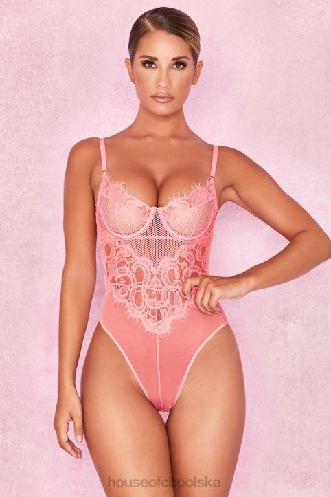 House of CB Różowe Koronkowe Body Nadia Modna Odzież Damska