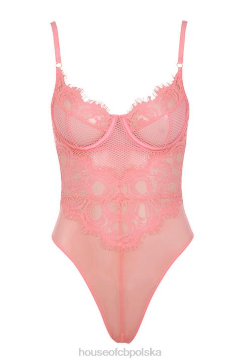 House of CB Różowe Koronkowe Body Nadia Modna Odzież Damska