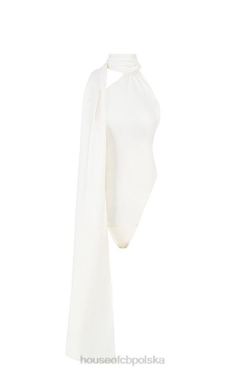 House of CB elegancki body satynowe w kolorze kości słoniowej