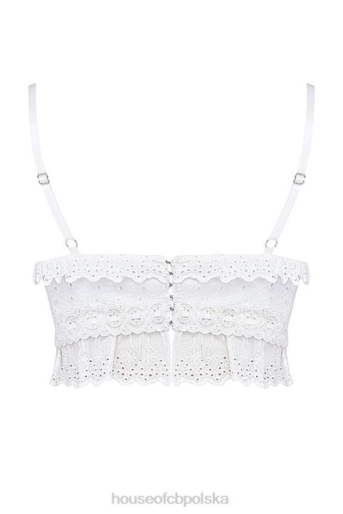 House of CB Biała braletka z broderie anglais modna odzież na każdą okazję