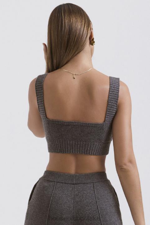 House of CB Bralette z kaszmirowej mieszanki węgla drzewnego elegancki top