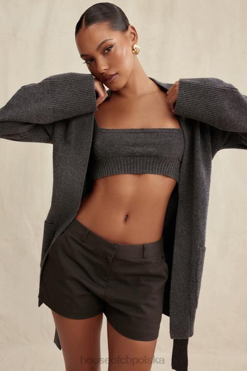 House of CB Bralette z kaszmirowej mieszanki węgla drzewnego elegancki top