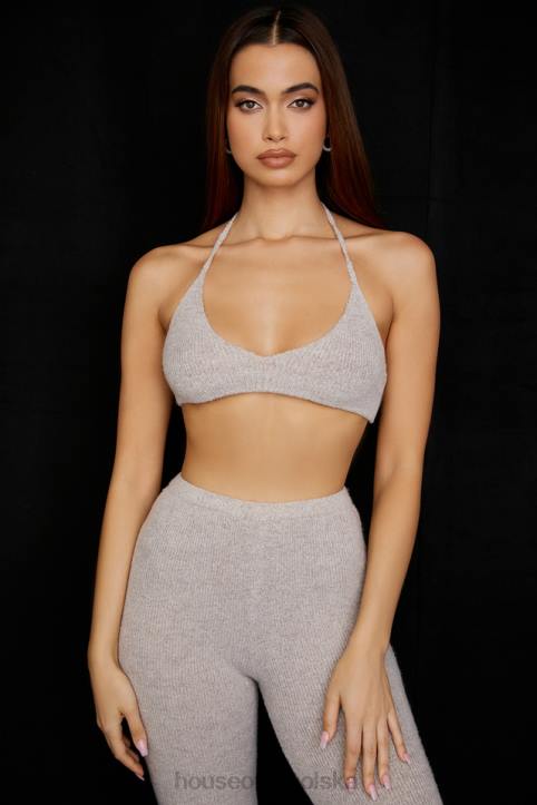 House of CB Jolene Owsiana Prążkowana Braletka Beżowa Modna Odzież