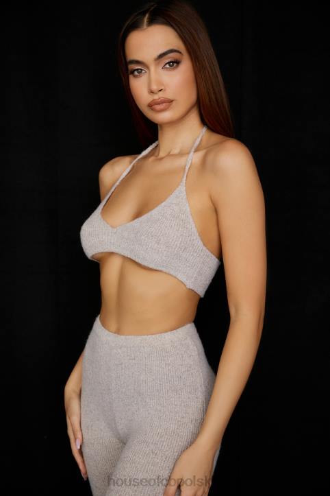 House of CB Jolene Owsiana Prążkowana Braletka Beżowa Modna Odzież