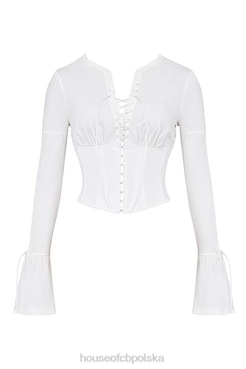 House of CB Koronkowy Top Anissa Biały Stylowy Elegancki