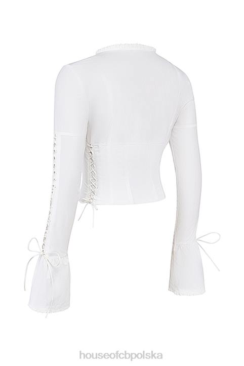 House of CB Koronkowy Top Anissa Biały Stylowy Elegancki
