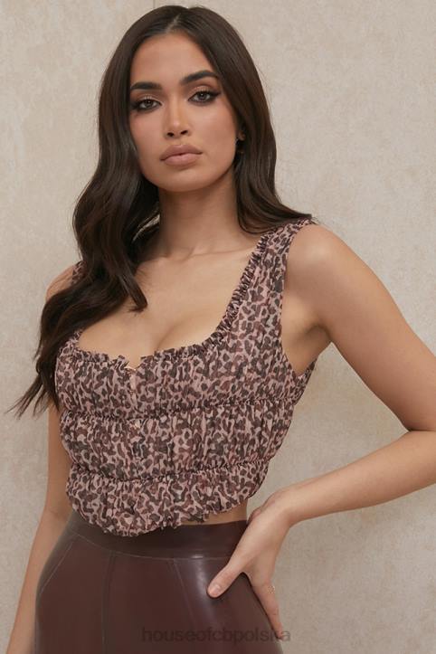 House of CB Gorset Carly zwierzęcy print modna odzież w kolorze brązowym