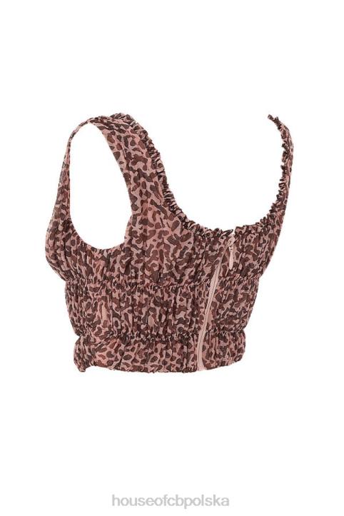 House of CB Gorset Carly zwierzęcy print modna odzież w kolorze brązowym