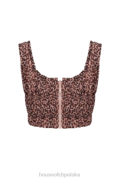 House of CB Gorset Carly zwierzęcy print modna odzież w kolorze brązowym