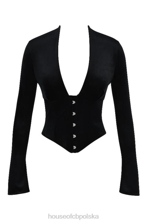 House of CB Gorset Leonora z Czarnego Aksamitu Modny Styl