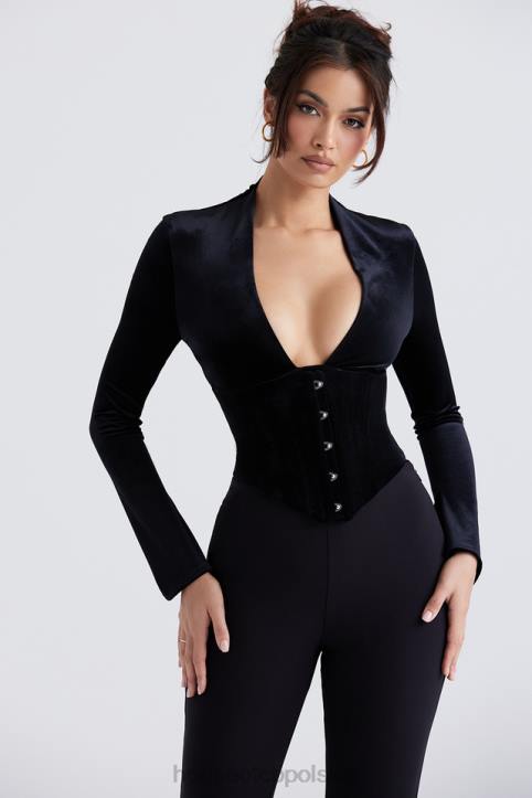 House of CB Gorset Leonora z Czarnego Aksamitu Modny Styl