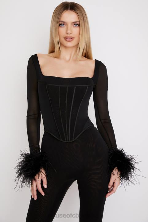 House of CB Gorset Stella Czarna Siateczka Elegancki Krój Modna Odzież