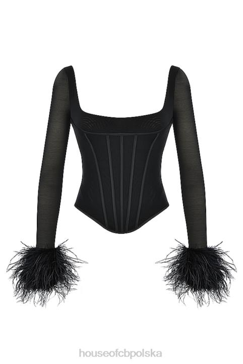 House of CB Gorset Stella Czarna Siateczka Elegancki Krój Modna Odzież