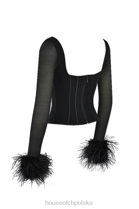 House of CB Gorset Stella Czarna Siateczka Elegancki Krój Modna Odzież
