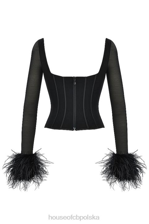 House of CB Gorset Stella Czarna Siateczka Elegancki Krój Modna Odzież