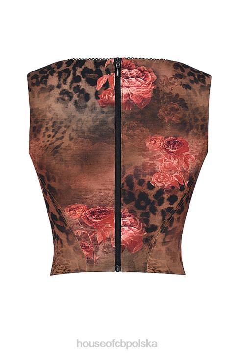 House of CB Gorset Kalina Kwiatowy Nadruk Różowy Stylowy Modny