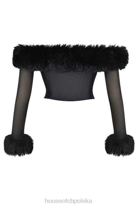 House of CB Gorset Merle z Czarnym Futerkiem Modny Styl