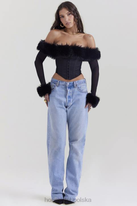 House of CB Gorset Merle z Czarnym Futerkiem Modny Styl