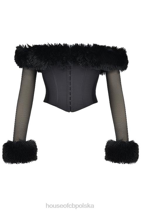 House of CB Gorset Merle z Czarnym Futerkiem Modny Styl