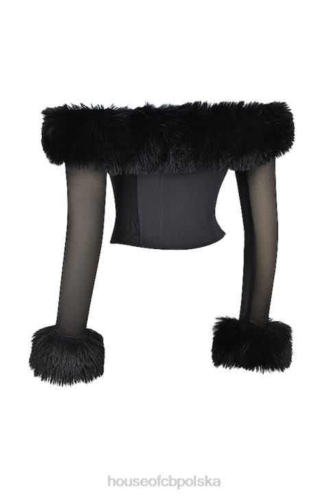 House of CB Gorset Merle z Czarnym Futerkiem Modny Styl