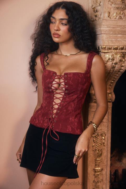 House of CB Gorset Kwiatowy Merlot Stylowa Odzież Damska