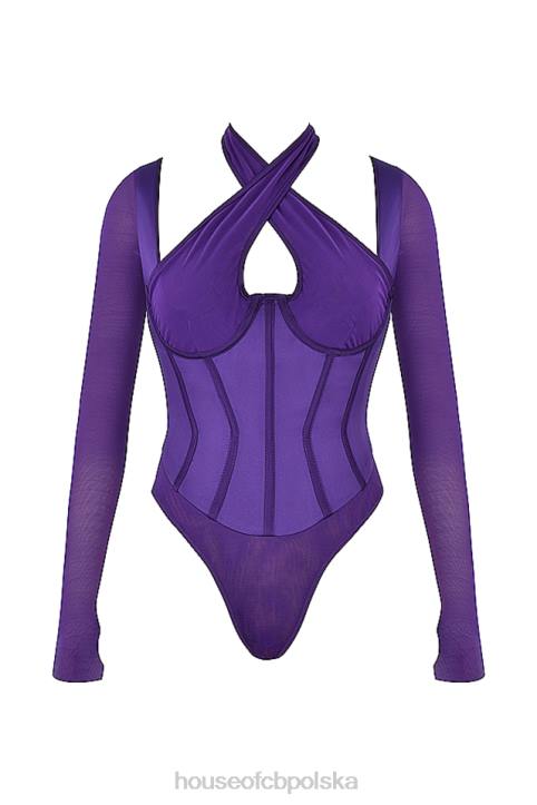 House of CB Gorsetowe body wiązaniem na szyi winogron Angharad stylowa odzież damska
