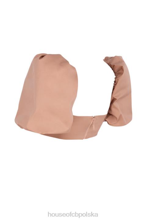 House of CB Hej bralet z bufiastymi rękawami w kolorze wielbłądzim