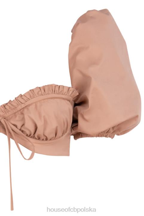 House of CB Hej bralet z bufiastymi rękawami w kolorze wielbłądzim