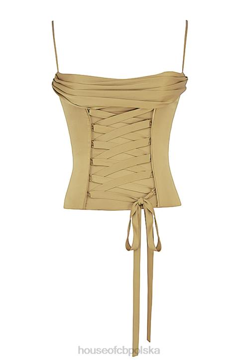 House of CB Letitia oliwkowy satynowy gorset sznurowany modny styl