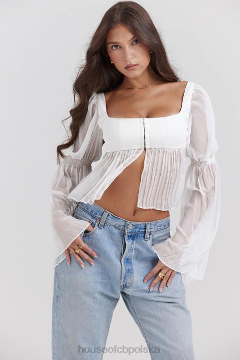 House of CB Lucie biały plisowany top modny elegancki wybór