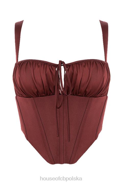 House of CB Satynowy gorset Betsy Raisin Krótki Modny Styl 4PND98