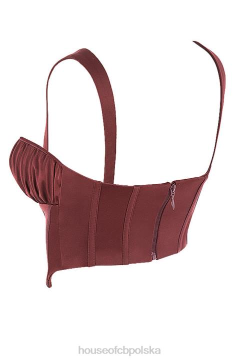 House of CB Satynowy gorset Betsy Raisin Krótki Modny Styl 4PND98