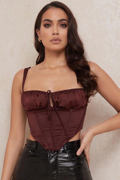 House of CB Satynowy gorset Betsy Raisin Krótki Modny Styl 4PND98