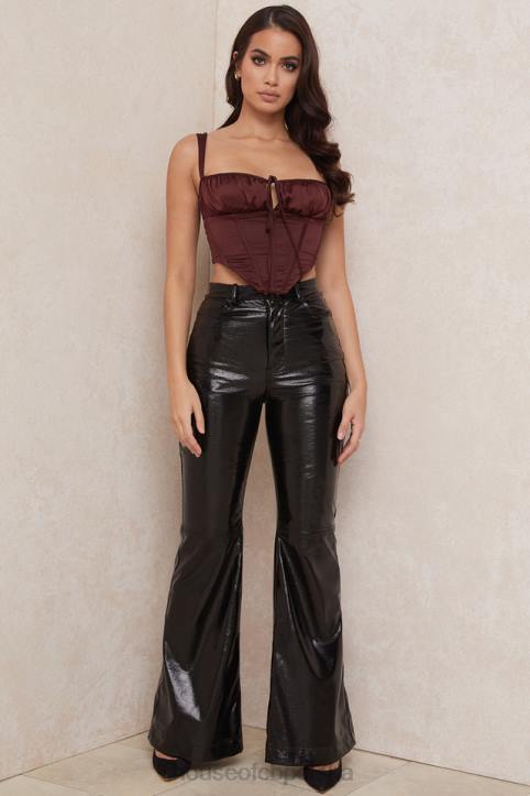 House of CB Satynowy gorset Betsy Raisin Krótki Modny Styl 4PND98