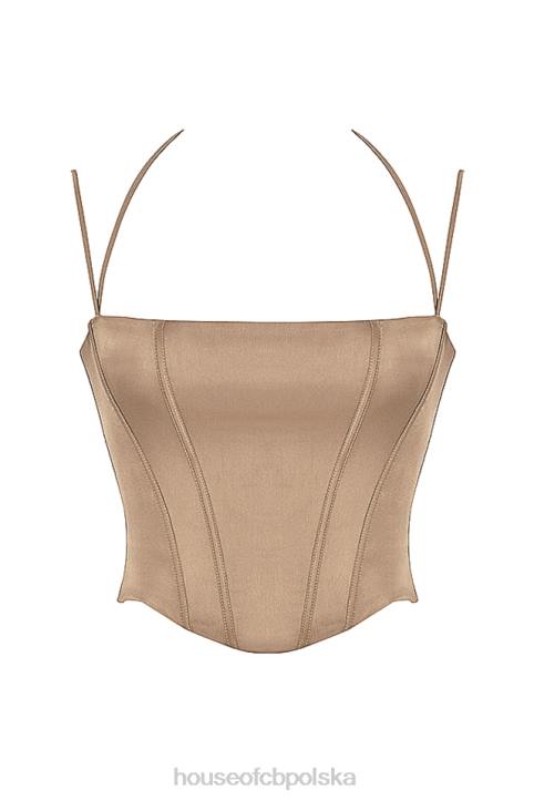 House of CB Satynowy Gorset Chantelle Latte Modny Styl Elegancja
