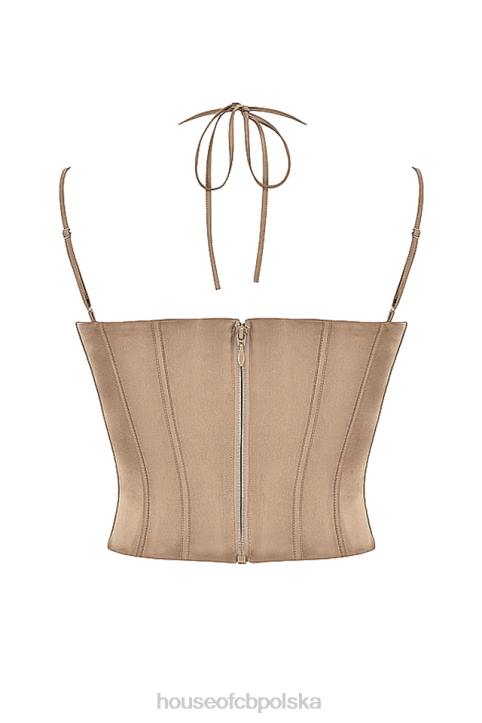 House of CB Satynowy Gorset Chantelle Latte Modny Styl Elegancja