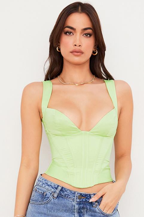 House of CB Limonkowy Satynowy Gorset Modowy 4PND79