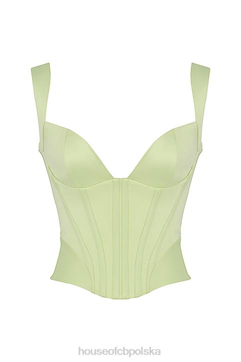 House of CB Limonkowy Satynowy Gorset Modowy 4PND79