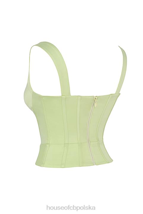 House of CB Limonkowy Satynowy Gorset Modowy 4PND79