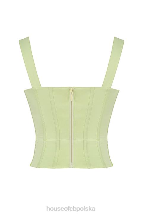 House of CB Limonkowy Satynowy Gorset Modowy 4PND79