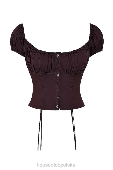 House of CB Elegancki Top Kitty Bogato Brązowy na Każdą Okazję