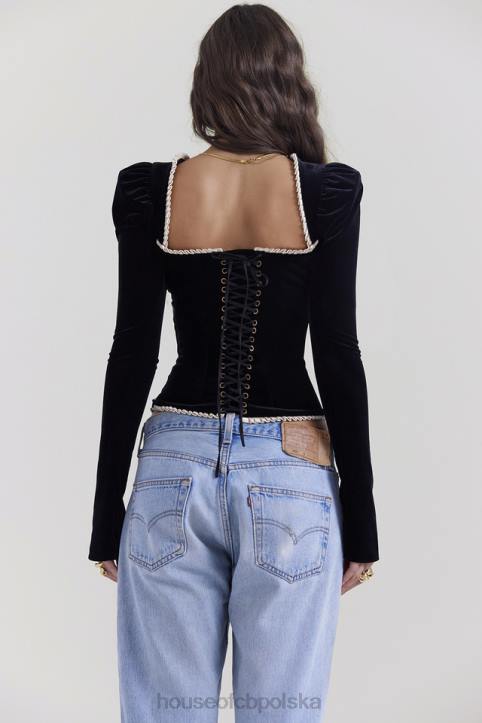 House of CB czarny aksamitny gorset Noa modny elegancki styl
