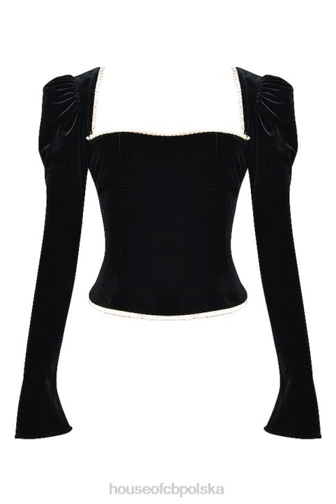 House of CB czarny aksamitny gorset Noa modny elegancki styl