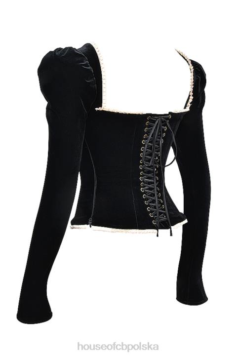 House of CB czarny aksamitny gorset Noa modny elegancki styl
