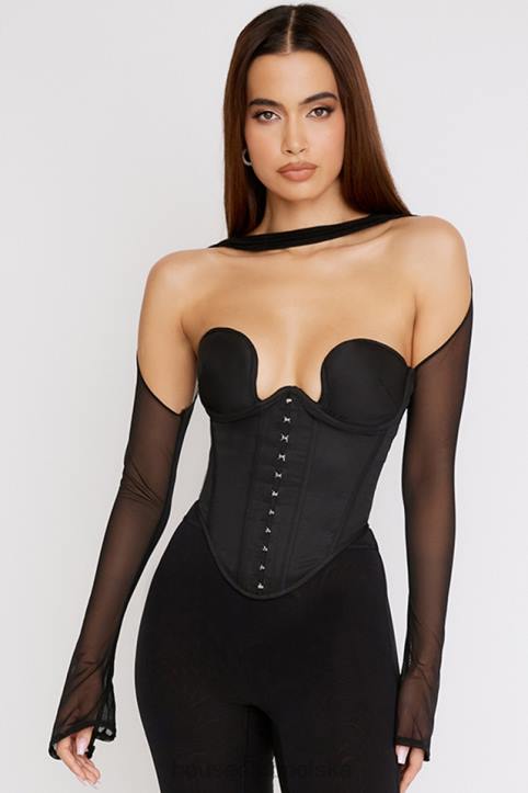 House of CB gorset strukturalny Mina czarny modny styl elegancki 4PND72