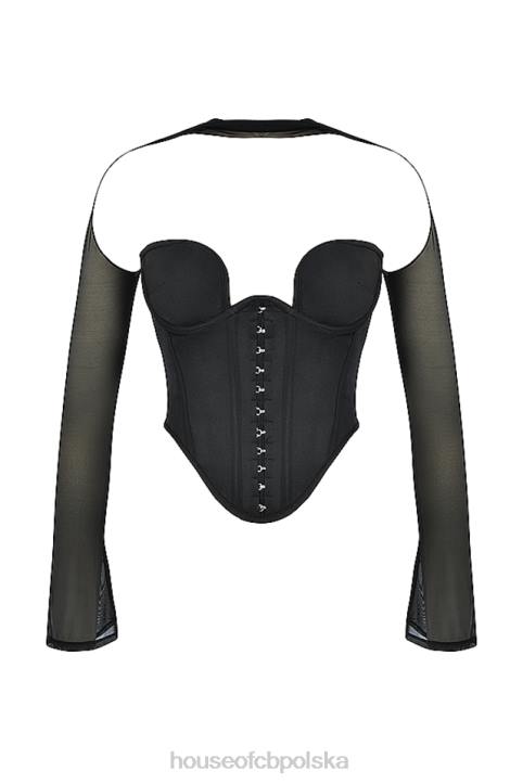 House of CB gorset strukturalny Mina czarny modny styl elegancki 4PND72